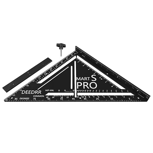 Pro 12 Inch Advanced Carpenter Square-Jig Block -Leve-Accurate Flatwork- Framing Square- Multi-Angle Measuring Tool (90° & 180°) for Carpenters & Architects(Black)