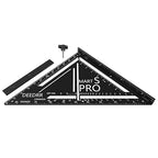 Pro 12 Inch Advanced Carpenter Square-Jig Block -Leve-Accurate Flatwork- Framing Square- Multi-Angle Measuring Tool (90° & 180°) for Carpenters & Architects(Black)