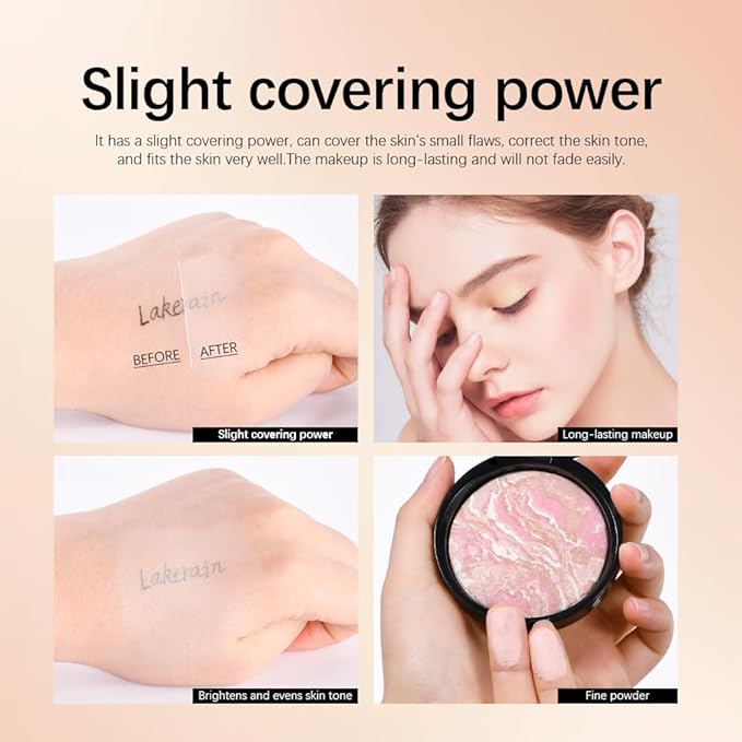 Baked Foundation, Coror Correcting Baked Foundation,Buildable Coverage, Lightweight Powder Foundation, Creates a Perfect Canvas and a Natural Semi-Matte Finish(01# Porcelain)-VeraVaultWomen
