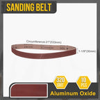 1-1/8 x 21 Inch Sanding Belt, 10 Pcs 320 Grit Aluminum Oxide Knife Sharpener Belts Work Sharpening for Belt Sander Knife Carving Tool Metal Working