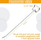 Funrous 100 Pack Peg Board Hooks Stainless Steel Pegboard Hooks Shelving Display Hanging Peg Board Holders for 1/8 and 1/4 Garage Storage Tools Organizer(8 Inch)