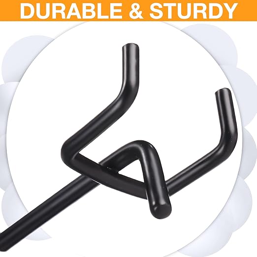 Shimeyao 100 Pcs Peg Board Shelving Hooks Stainless Steel Hanging Board Pegs Wall Display Hooks Bulk for 1/8 1/4 Garage Storage Organizer Accessories(2 Inch,Black)