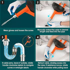50 FT Drain Snake Hair Drain Clog Remover, Manual Or Powered, Plumbing Snake With Drill Adapte,Unclog Sink Drain Tool, Drain Auger for Toilet、Shower、Kitchen、Sink, No Auto Retract Or Feed, Orange