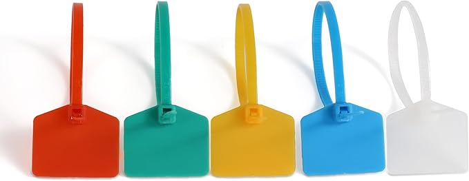 6 in Cable Tags Zip Tie Labels, Nylon Cable Ties with Marker, Plastic Water Proof Tags, Self-Locking Written-on Cord Label for Cabling, Wire Marking Label, Shipping Hanging Tags - Yellow/ 100pcs