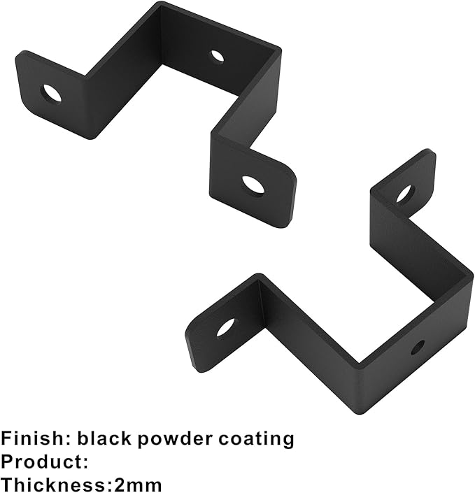 4Pcs Black Strap Heavy Duty Wood Deck Fence Tie for 1.5"x1.5" Post U-Shaped Pipe Clamp Bracket Gazebo Mounting Brackets