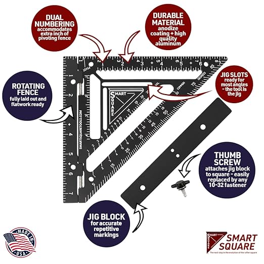 Commando 7.5" - Advanced Carpenter Square with Jig Block - Accurate Flatwork and Repetitive Markings (Ambush)