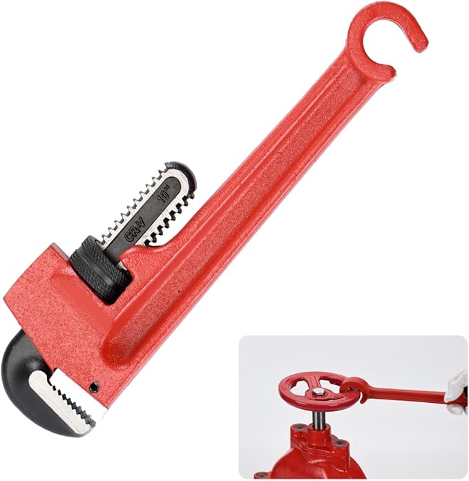 10" Double-Ended Valve Wrench for Refinery Pipes; 1/8" - 1 1/2" Heavy-Duty Adjustable Pipe Wrench; 1/2" Opening Valve Wheel Wrenches (10 INCH)