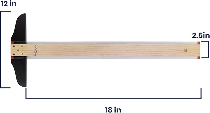 Pacific Arc 18 Inch T Square, Traditional Maple Blade with Acrylic Edge