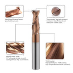 2 Flute 1/4" Carbide Square End Mill Micrograin Milling Bits Sets TISIN Coating CNC Router Bit for Steel