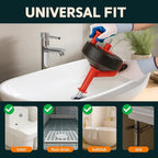 50 FT Drain Snake Hair Drain Clog Remover, Manual Or Powered, Plumbing Snake With Drill Adapte,Unclog Sink Drain Tool, Drain Auger for Toilet、Shower、Kitchen、Sink, No Auto Retract Or Feed, Red