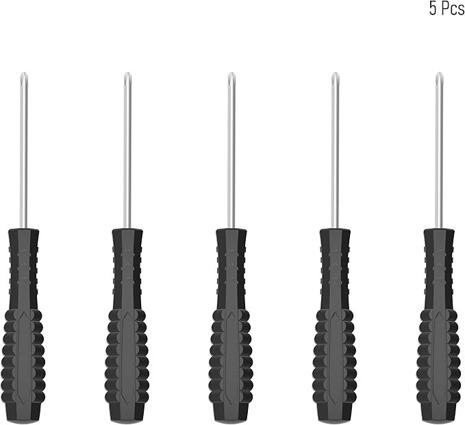 5PCS Mini Phillips Screwdriver, 3mm Cross Head with Black Non-slip Handle for Small Appliances, 4"(100mm) Total Length, Non-magnetic