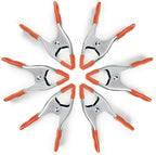 PONY 6-inch Heavy Duty Spring Clamps Set, 2-inch Jaw Opening, Nickel-plated Steel Spring Clips Clamps with Protected Rubber Handles and Tips, 6-Pack