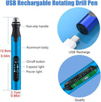 3-Speed Cordless Mini Drill Pen With 8 Small Drill Bits,Rechargeable Electric Hand Drill Pin Vise,Resin Drill Set For Jewelry Making,Resin,Plastic,Wood,Keychains DIY (BLUE)