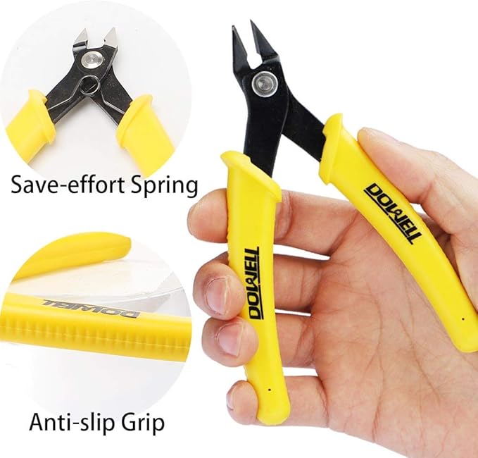 DOWELL Micro Cutter Flush Cutter Electronics Soft Wire Cutters Professional Cutting Copper And Aluminum Wire Cables (3PC)