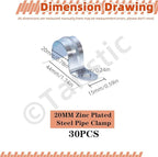 Tanstic 30Pcs 1/2 Inch EMT Pipe Strap Zinc Plated Steel One Hole Strap Conduit Clamp Rigid Pipe Strap for Pipe Fixing