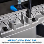 Evolution S355MCS 14" Mitering Chop Saw | Heavy Duty Metal Cutting Saw | 15A/1450 RPM | TCT Blade | Sliding Head & Locking Pin | Cast Iron Clamps | Mitering Base | Knurled Fence | Quick Clamp