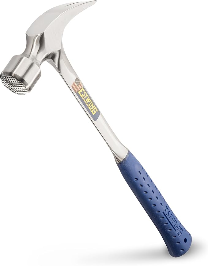 ESTWING Framing Hammer - 30 oz Long Handle Straight Rip Claw with Milled Face & Shock Reduction Grip - E3-30SM