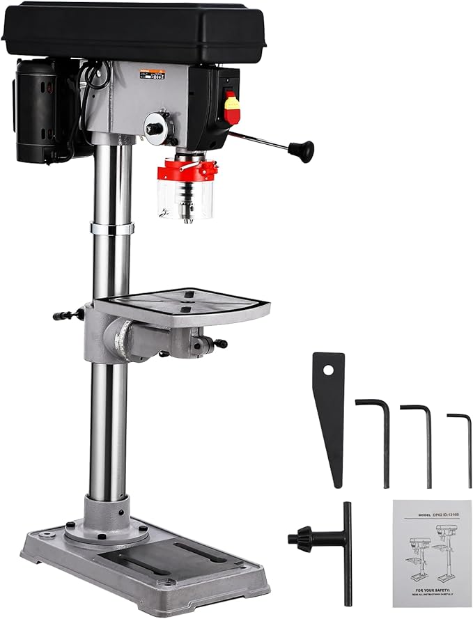 13 in Benchtop Drill Press, 7.5 Amp 120V, 288-3084 RPM Variable Speed Cast Iron Bench Drill Press, 0-45°Tilting Worktable, Tabletop Drilling Machine for Wood Metal