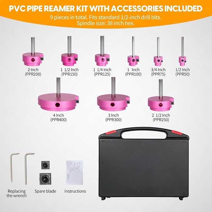 9PCS Professional PVC Pipe Reamer Tool