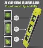 Level & Tool Magnetic Aluminum Reinforced Torpedo Level, 9", Green (3PCS)