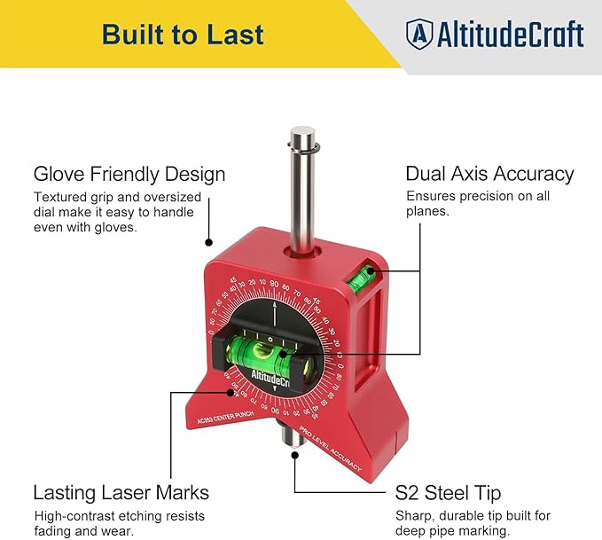 Precise Pipe Center Finder Punch Tool, Magnetic Center Finder for Pipe Fitting with Bubble Level and Adjustable Dial, For 1"–10" Pipes