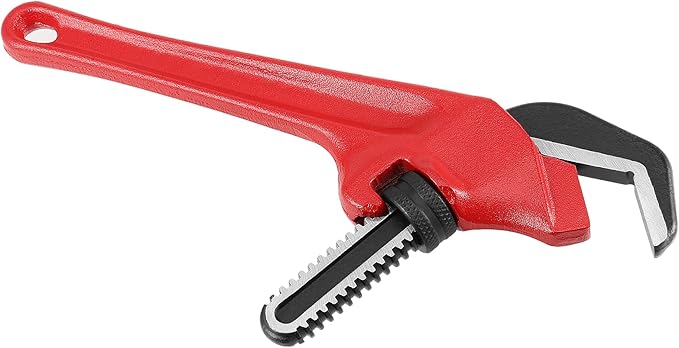 SEUNMUK 2 PCS 9-1/2 Inch Hex Offset Wrench, Offset Pipe Wrench Heavy Duty Steel End Pipe Adjustable Plumbing Tools with Red Handle, 1-1/8-2 5/8 Inches Capacity