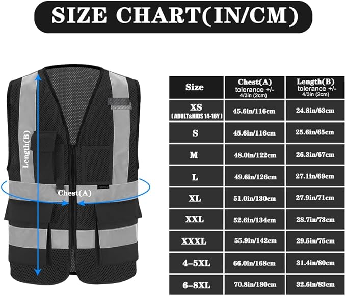 Black safety vest breathable