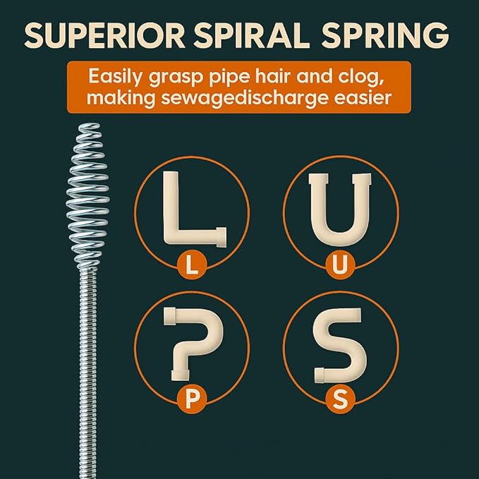 50 FT Drain Snake Hair Drain Clog Remover, Manual Or Powered, Plumbing Snake With Drill Adapte,Unclog Sink Drain Tool, Drain Auger for Toilet、Shower、Kitchen、Sink, No Auto Retract Or Feed, Red