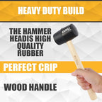 2-Pack Rubber Mallet Hammer Set, 8oz & 25mm Small Rubber Mallet Hammer Tool, Rubber Mallet for Flooring, Tent Stakes, Woodworking, Camping, Crafts, Jewelry Wood Rubber., LOZ-M0825