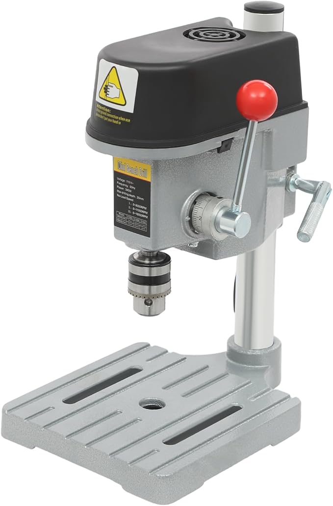 340W Portable Bench Drill Press, 50HZ Brushed Pure Copper Motor Mini Drilling,Corded Mini Table Drill with 3-Level Speed,High-Precision 0.98 Inch Depth Tabletop Drilling Machine