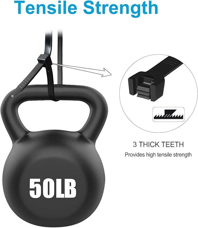 Zip Ties 14 inch (1000 Pack), Black, 50lb Tensile Strength, UV Resistant Cable Ties for indoor and outdoor by SKALON