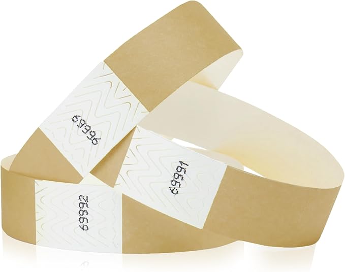 1,000 WristCo Gold Tyvek Wristbands for Events - Comfortable Tear Resistant Paper Bracelets ID Wrist Bands for Concerts Festivals Admission Party Identification