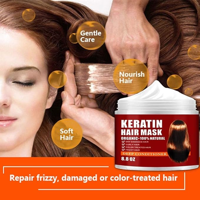 Keratin Hair Mask,Keratin Hair Treatment 250g Hair Mask for Dry Damaged Hair,Hair Treatment Mask Deep Repair Damage Hair Root,Natural Deep Conditioner Hydrating Hair Masque-VeraVaultWomen