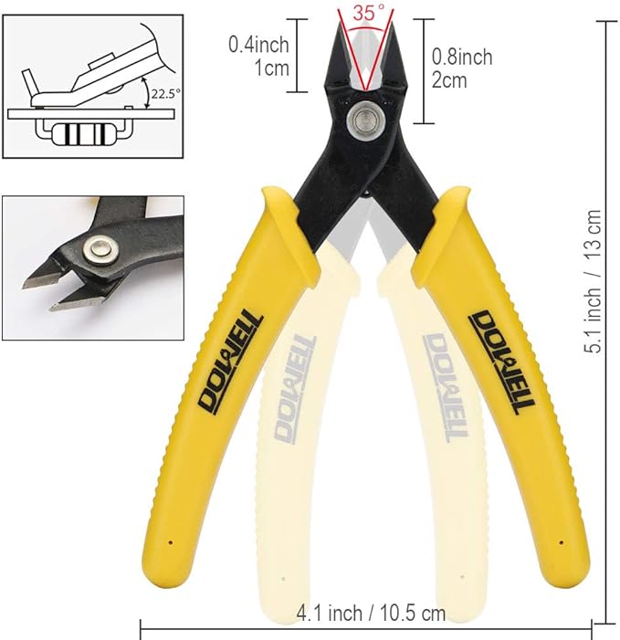 DOWELL Micro Cutter Flush Cutter Electronics Soft Wire Cutters Professional Cutting Copper And Aluminum Wire Cables (2PC)
