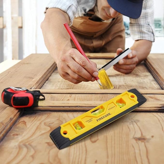 Firecore 2pcs Magnetic Torpedo Level, 9-Inch Shockproof Toolbox Level with 3 Bubble Spirit Level 45 90 180 Degree