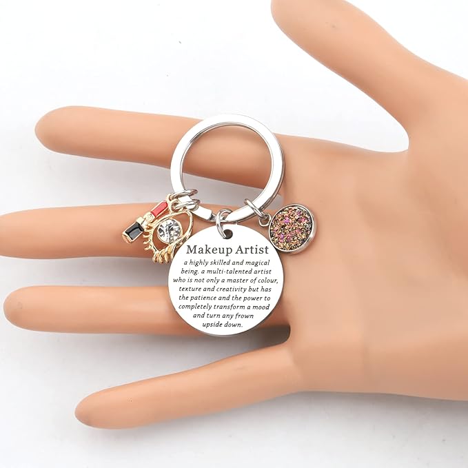 Makeup Artist Keychain Esthetician Gift Beauty Salon Jewelry for Woman Girl Beautician Gift for Makeup Lover-VeraVaultWomen