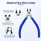 Wire Cutters Precision Flush Cutters Ultra Sharp Wire Cutters for Trimming Metal Wires Zip Ties, Cables, Circuit Boards, Crafting Jewelry Making