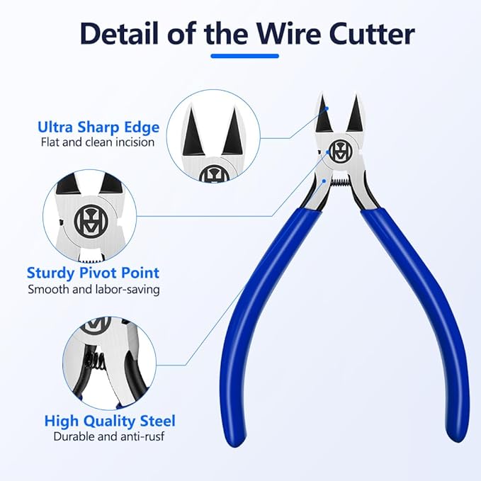 Wire Cutters Precision Flush Cutters Ultra Sharp Wire Cutters for Trimming Metal Wires Zip Ties, Cables, Circuit Boards, Crafting Jewelry Making