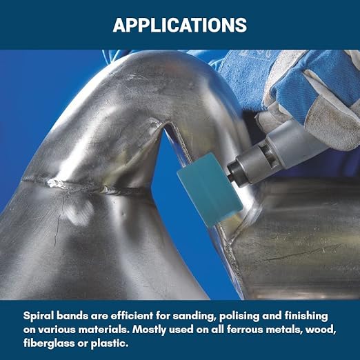 Benchmark Abrasives 1.5" X 1.5" Zirconia Sanding Bands, Spiral Bands Rotary Sander Attachment for Drill & Die Grinder, Metal Polishing Sanders for Woodworking - Sander Tool (10 Pack), 60 Grit