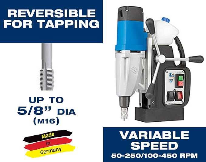 CS Unitec | MAB 465 Portable Magnetic Drill Press | 1150W 1-speed Benchtop Power Drill Machine w/up to 1-1/2" Diameter
