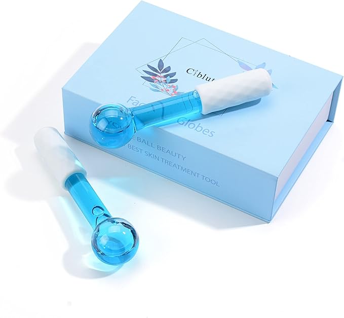 ICE GLOBES SMALL BALLS for Eyes, 2 PCS Blue Facial Globes for Massage Tool, Facial Roller Cold Skin Massagers, Tighten Skin, Reduce Puffiness and Dark Circles, Enhance Circulation-VeraVaultWomen