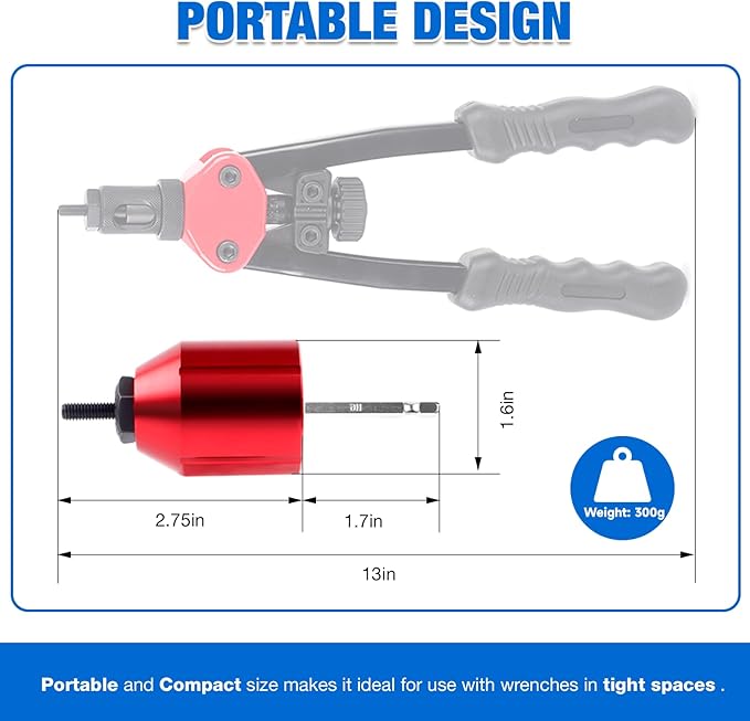 YUZES Rivet Nut Tool Adapter for Cordless Drill Electric- Newly Labor-Saving Rivet Gun Kit Professional Rivet Nut Tool kit with Carrying Case (Rivet Nut Tool-30-R1)