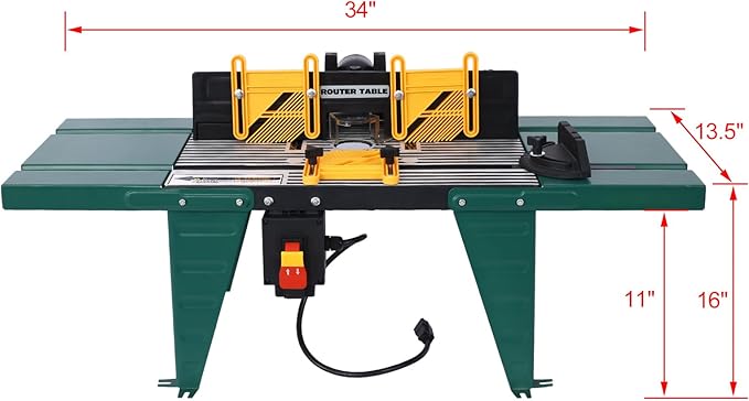 Electric Benchtop Router Table Wood Working Tool Craftsman Tool Stands Woodworking Bench Table Aluminum Strong Structure Tables for Woodworking Tasks (Green, 34")