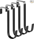 Over The Door Metal Hooks with Plastic Coating 5.5" Fit 0.5" to 1 3/8" Door 4 Pcs Heavy Duty Single Towel Robe Rack Wreath Bathroom Shower Hanger Shoe Organizer Ironing Board Short Black