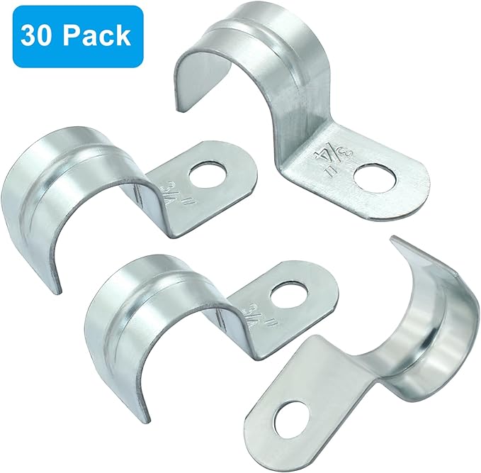 Biaungdo 30 Pcs M25 Rigid Pipe Strap, 1 Inch Zinc Plated Steel One Hole Strap Bracket Pipe Clamps Heavy Duty Conduit Clamps Tension Tube Clip Cable Clamp Hanger for Conduit, Pipe Fixing