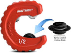 HAUTMEC Pro 1/2 Inch Automatic Copper Tube Cutter - 1/2 in. Maximum Nominal Pipe Capacity (5/8 in. Outer Diameter), for Copper, Aluminum, Brass Tube and Thin-wall Conduit, HT0215-PL
