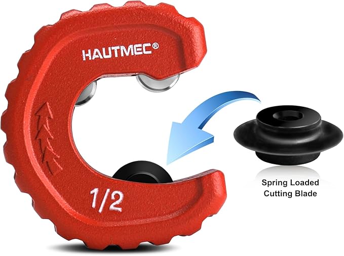 HAUTMEC Pro 1/2 Inch Automatic Copper Tube Cutter - 1/2 in. Maximum Nominal Pipe Capacity (5/8 in. Outer Diameter), for Copper, Aluminum, Brass Tube and Thin-wall Conduit, HT0215-PL