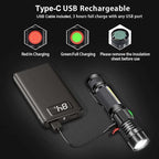 Hoxida Flashlight USB Rechargeable, Magnetic LED Flashlight, Super Bright LED Tactical Flashlight with Cob Sidelight, Waterproof, Zoomable Best Small LED Flashlight for Camping, Emergency Flashlights