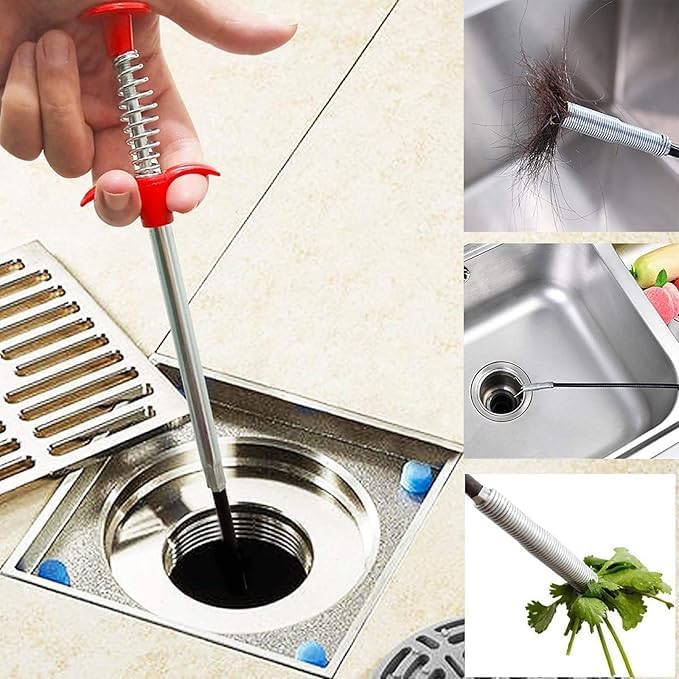 Drain Snake with Bendable Hose & 4 Claws - Flexible Hair Drain Clog Remover Tool for Sink, Toilet, Shower, and Tight Spaces, Grabber Claw Pick Up Reacher for Clogged Drains Cleaning (35.4in)