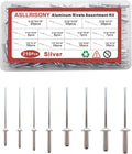 210Pcs Silver 3/16'',1/8'' Pop Rivets Assortment Kit, 8 Sizes Aluminum Rivets,Aluminum blind rivets for metal Dome Head rivet kit